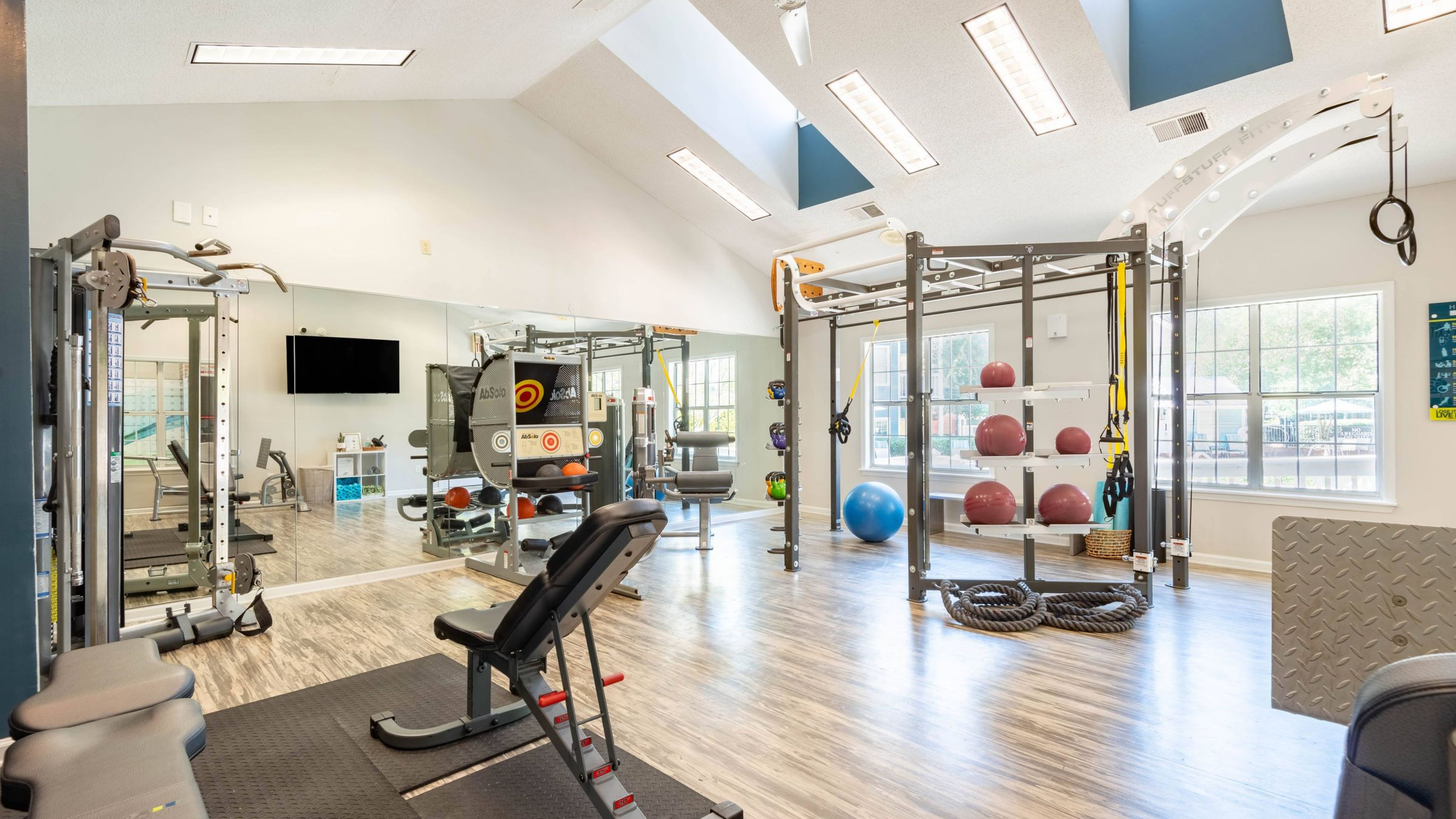 The Haywood resident fitness center with modern training equipment.